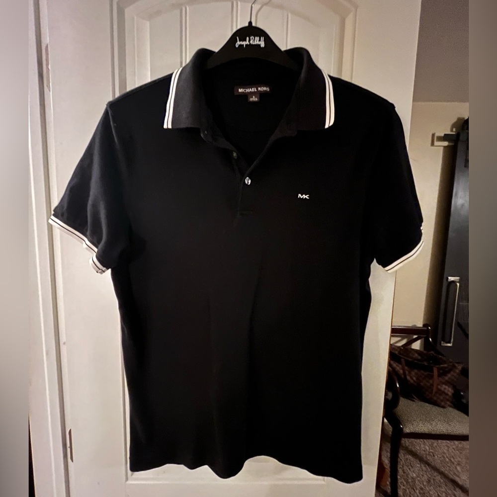 Michael Kors Men's Polo Shirt in Black with White Accents